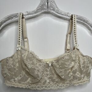 Unique Moments By Felina Unlined 38C Lace Underwire Bra Beige Bows